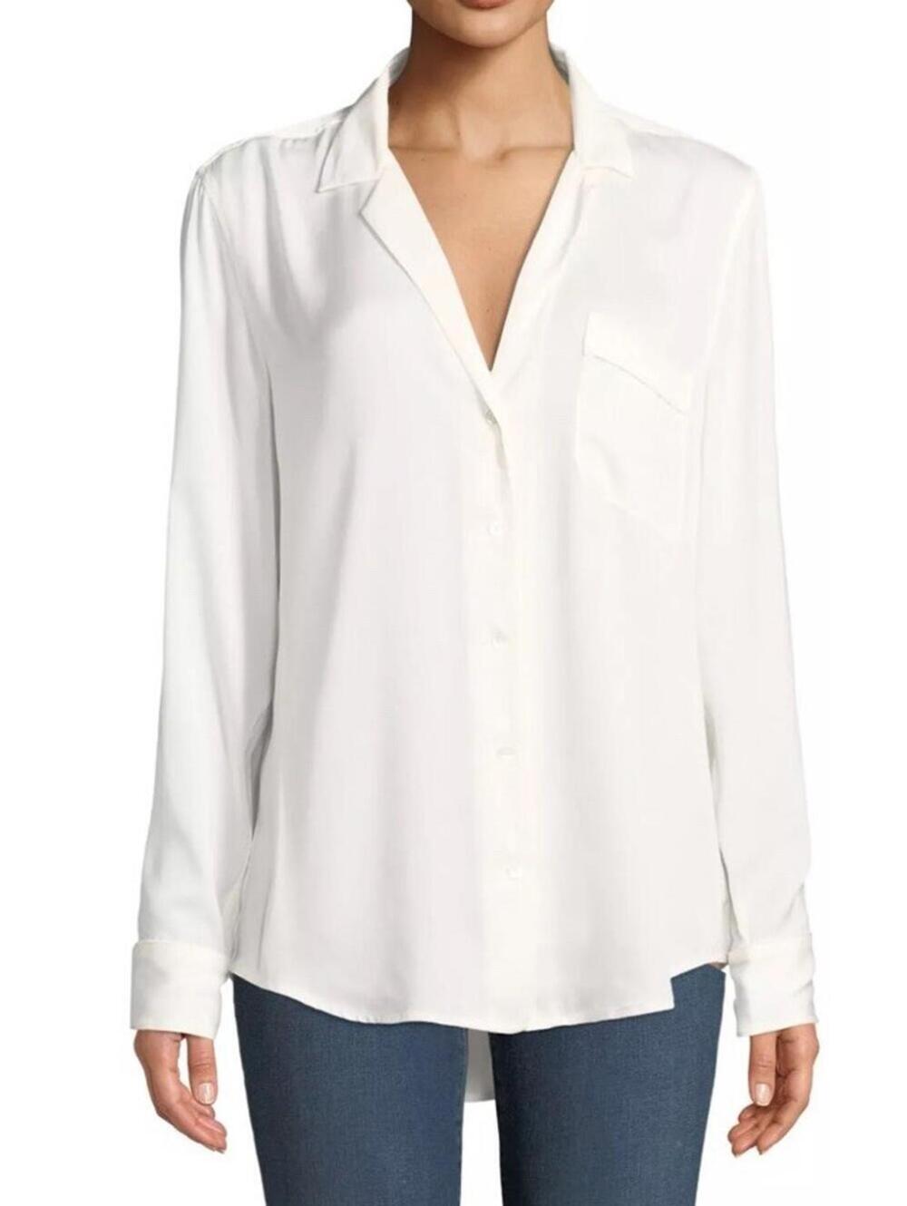 $280 Equipment Femme Women's Cream Ivory Button Silk Blouse Shirt Top Size Med